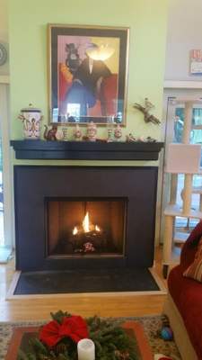 Gas Fireplace + Slate + Mantel