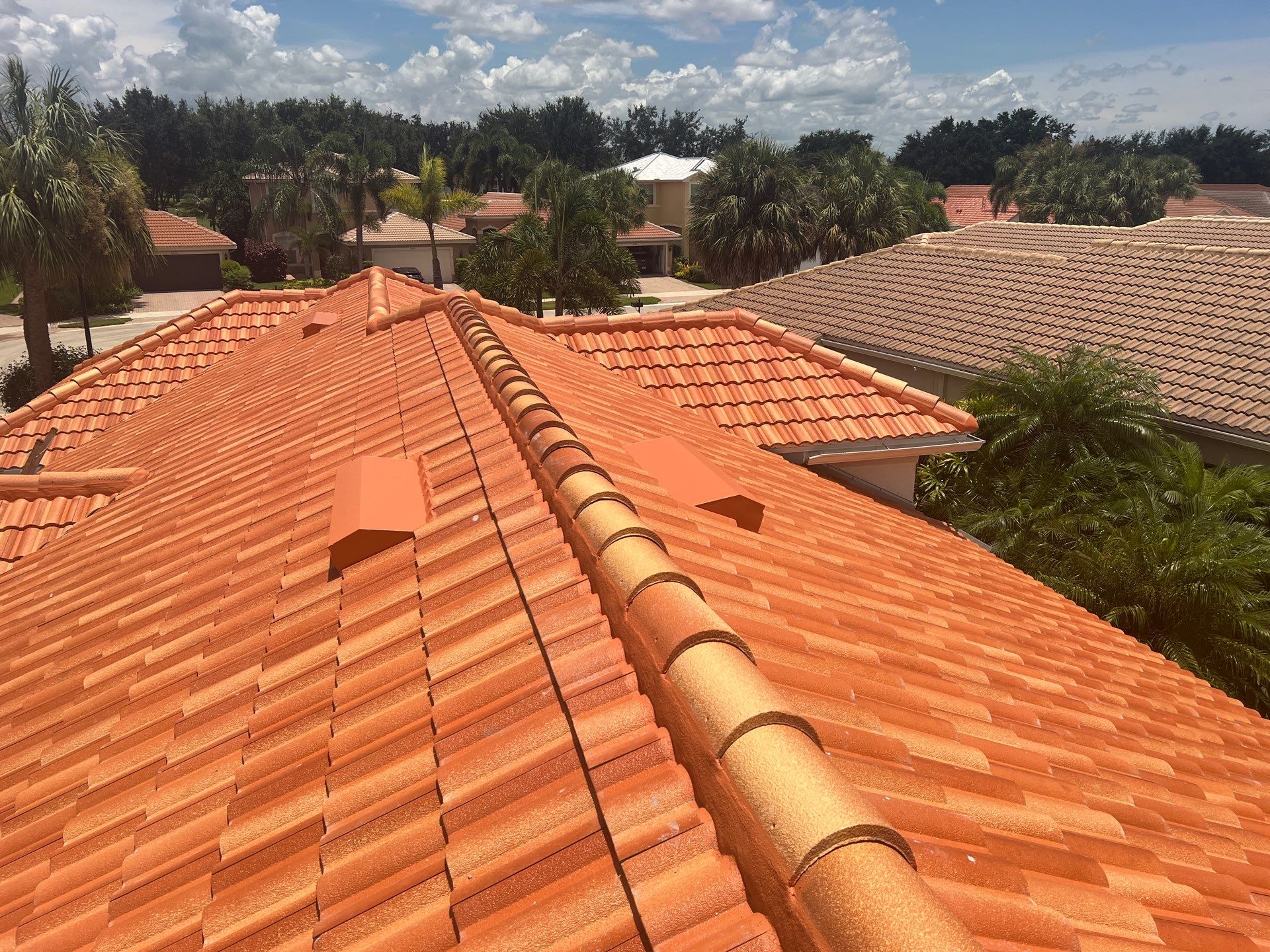 Residential Roofing Installation using Villa 900 Mission Sunset Tile by Durabilis Roofing INC