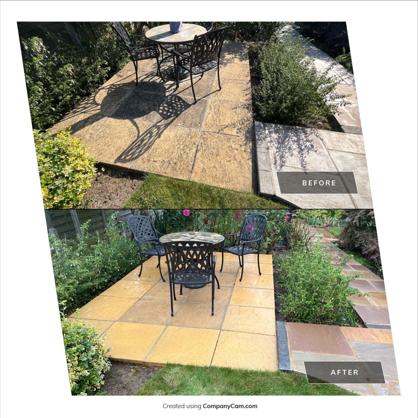 York Stone Patio Cleaning using Honda 15lpm Low Pressure Washing Machine by Ges Exterior Cleaning ltd