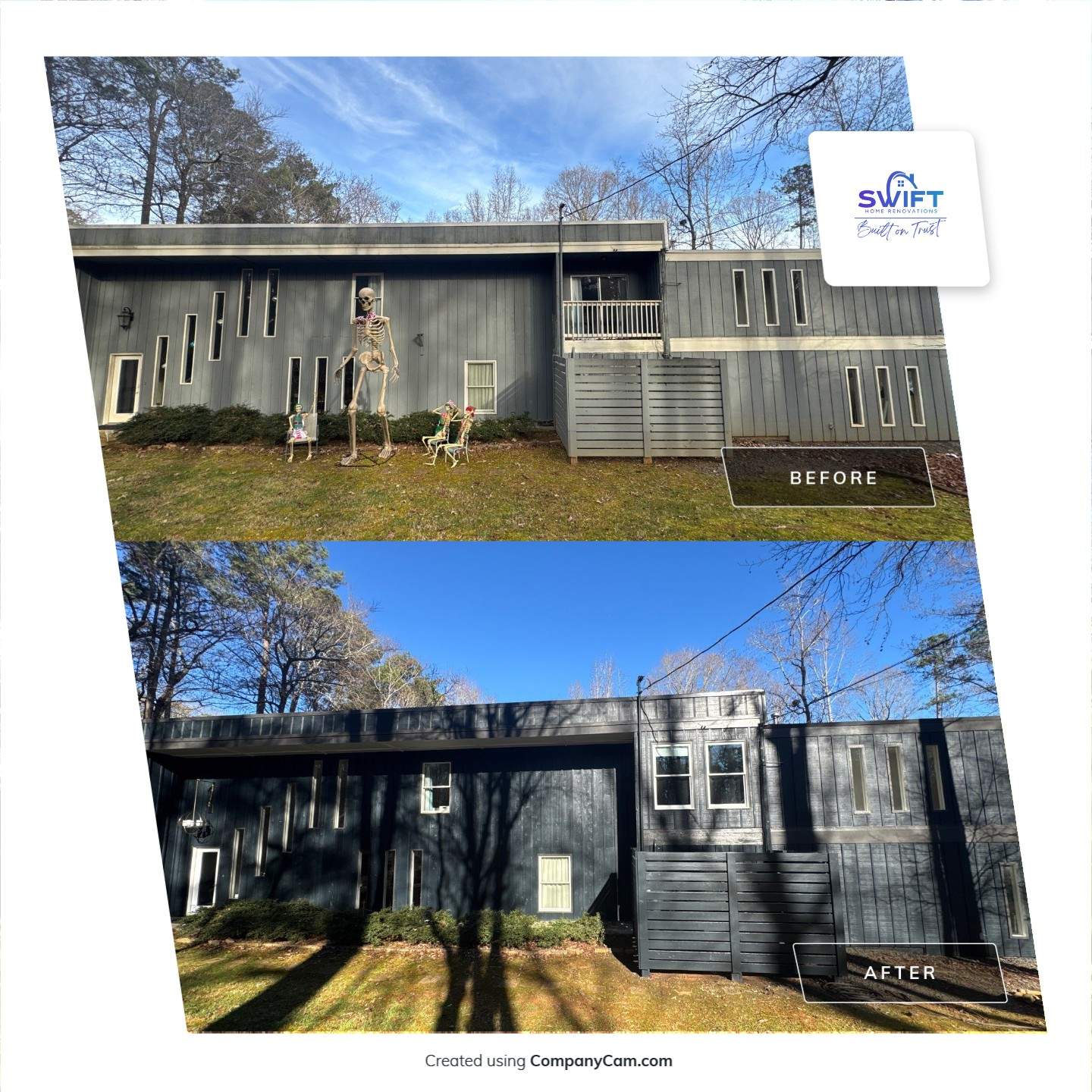 Full Exterior Transformation With Modern Black Finish by Swift Home Renovations