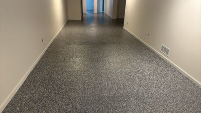 A beautiful Banner Garage Coating in a basement