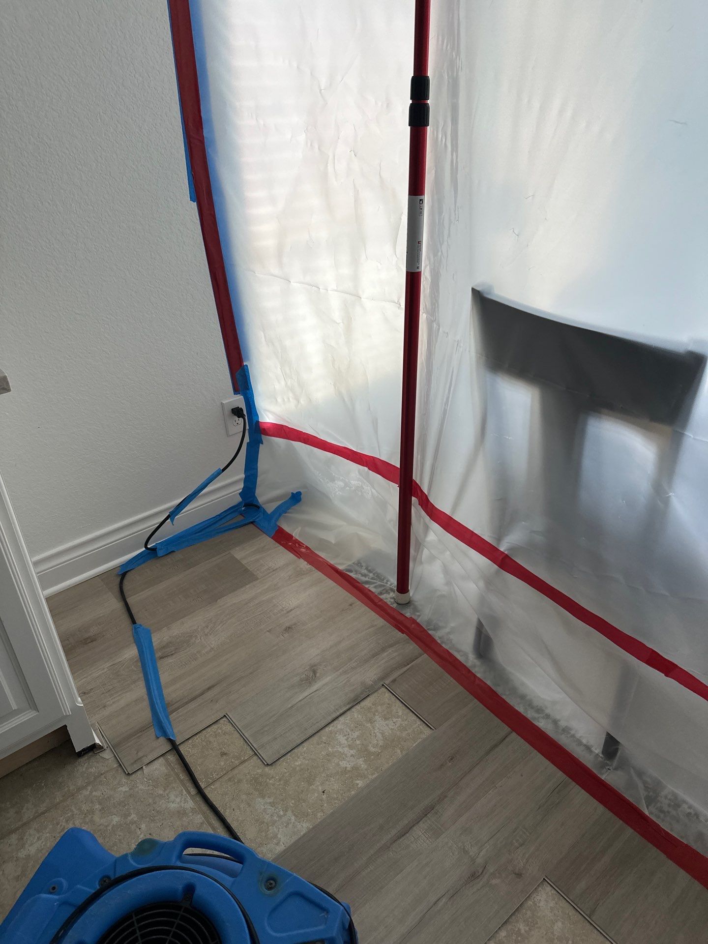 Kitchen Remodel using Water mitigation equipment by L&T General Contractors and Restoration INC