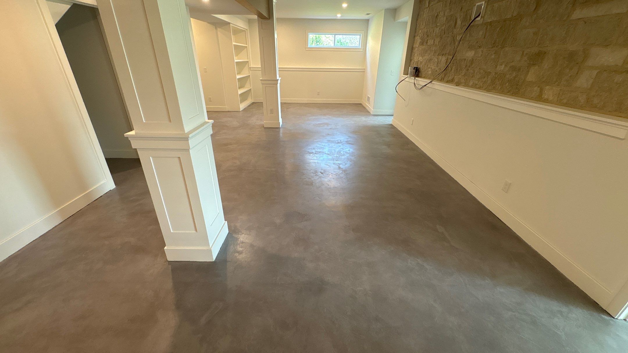 Basement Floor Overlay - Lawrence, KS by Big Red Decorative Concrete, LLC