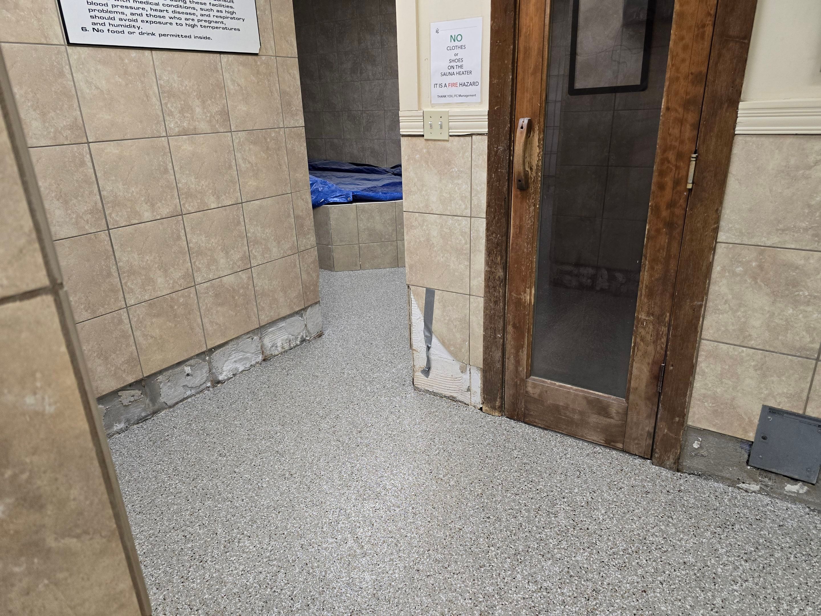Gym Locker Room Upgrade Using Creekbed by Elite Floor Solutions