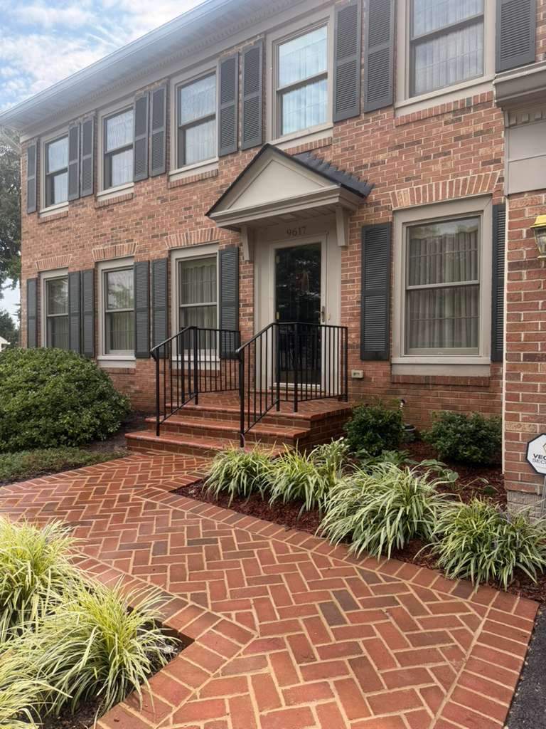 Custom Exterior Handrail Installation on Brick Entryway in Fairfax Station by Capitol Iron Works