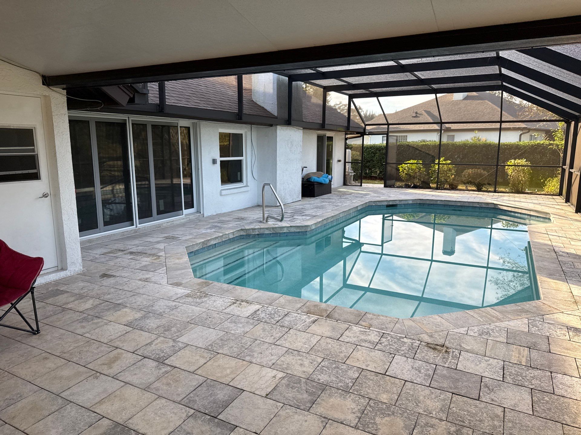 Paver Pool Deck & Screen Enclosure Cleaning | River Wilderness, Parrish FL by Sunshine AquaWash