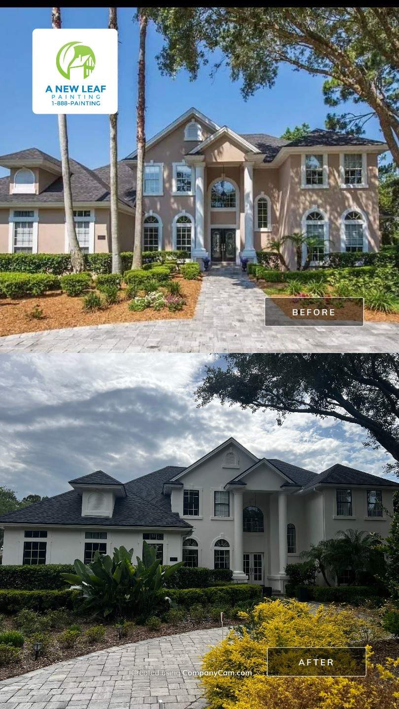Large Stucco Home Exterior Painting in Marsh Landing | Ponte Vedra Beach, FL by A New Leaf Painting, LLC