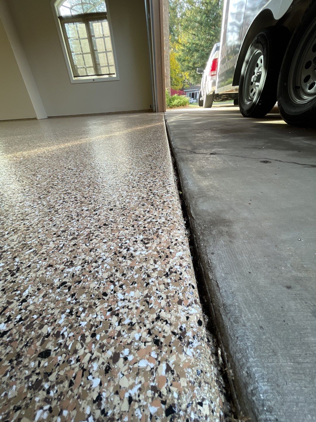 Garage Transformation using Sandstone by Croc Coatings, LLC