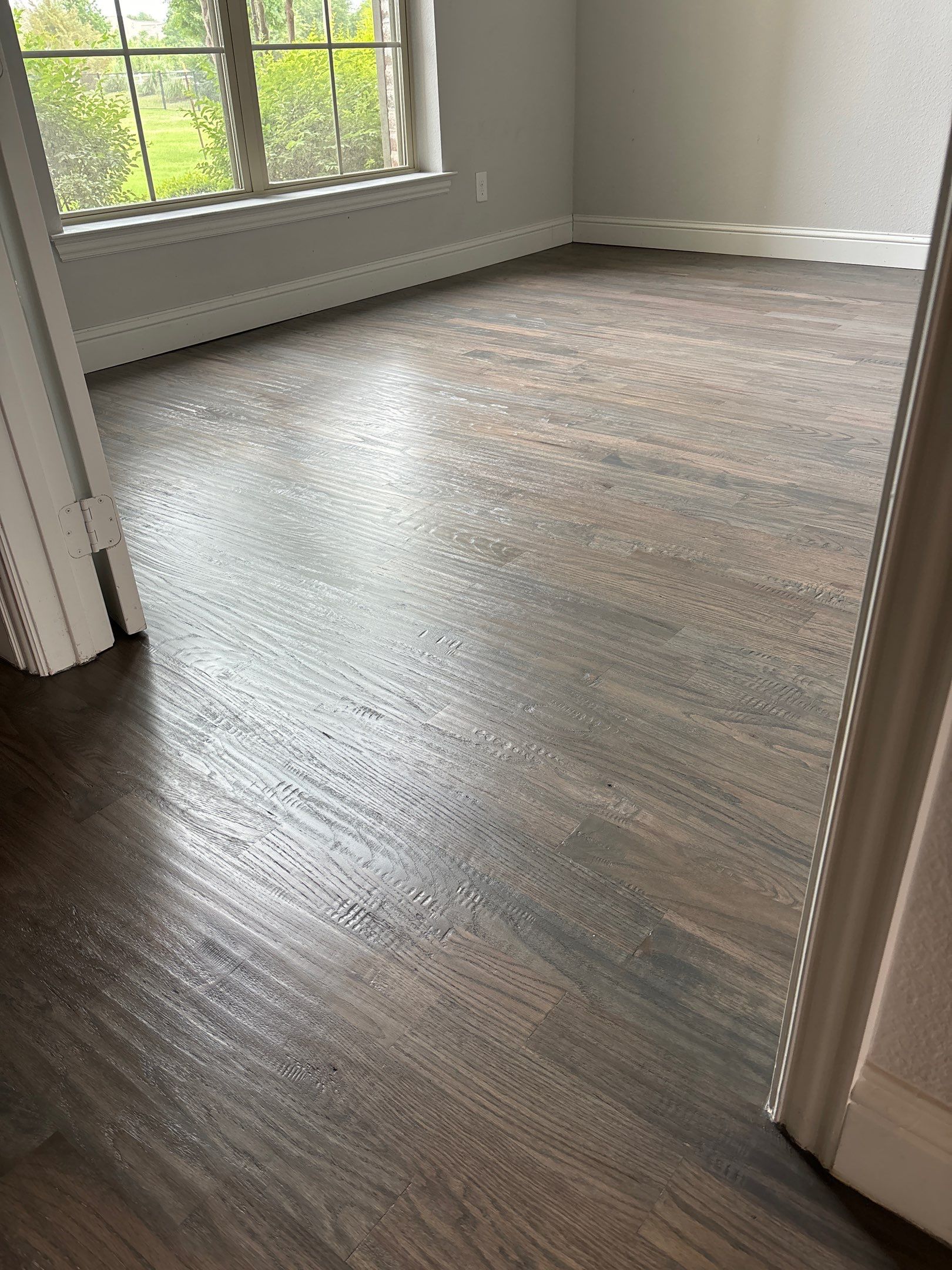 Refinish from Brown to Warm Gray by Bernard Hardwood Floors