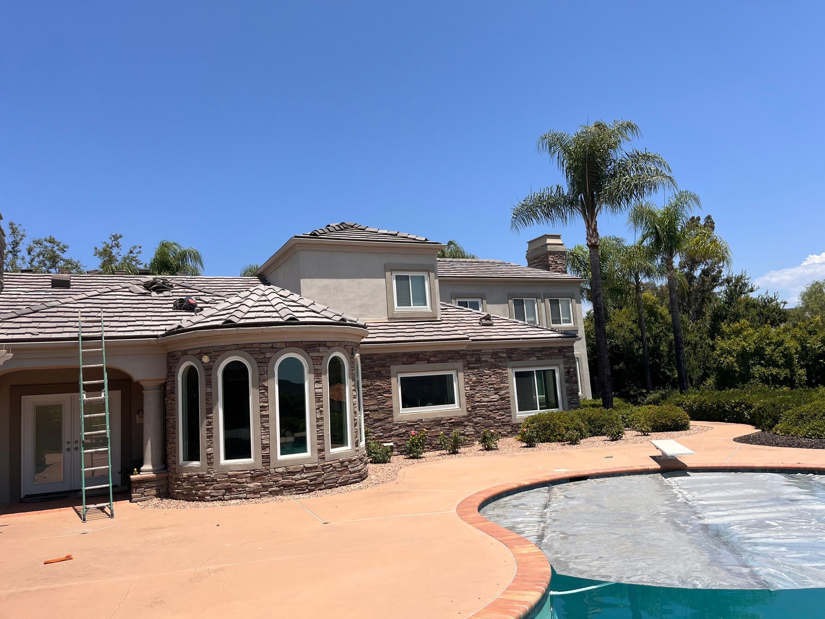 Full Roof Replacement Featuring Staggered Eagle Concrete Tiles in Poway by Reliable Roofing San Diego Inc.