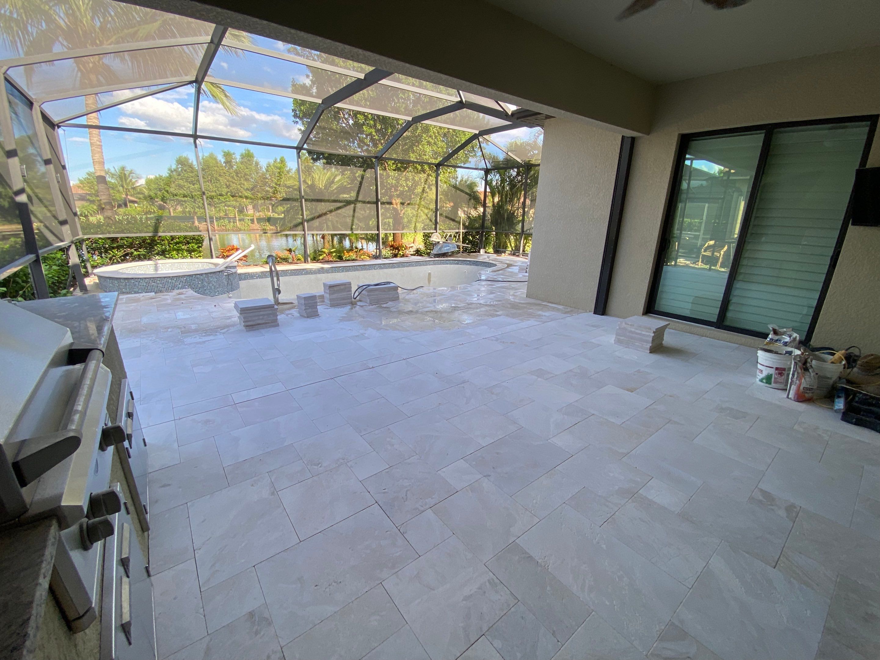 Textured Marble Pool Deck - Bonita National Golf & Country Club by Old Town Pavers Llc