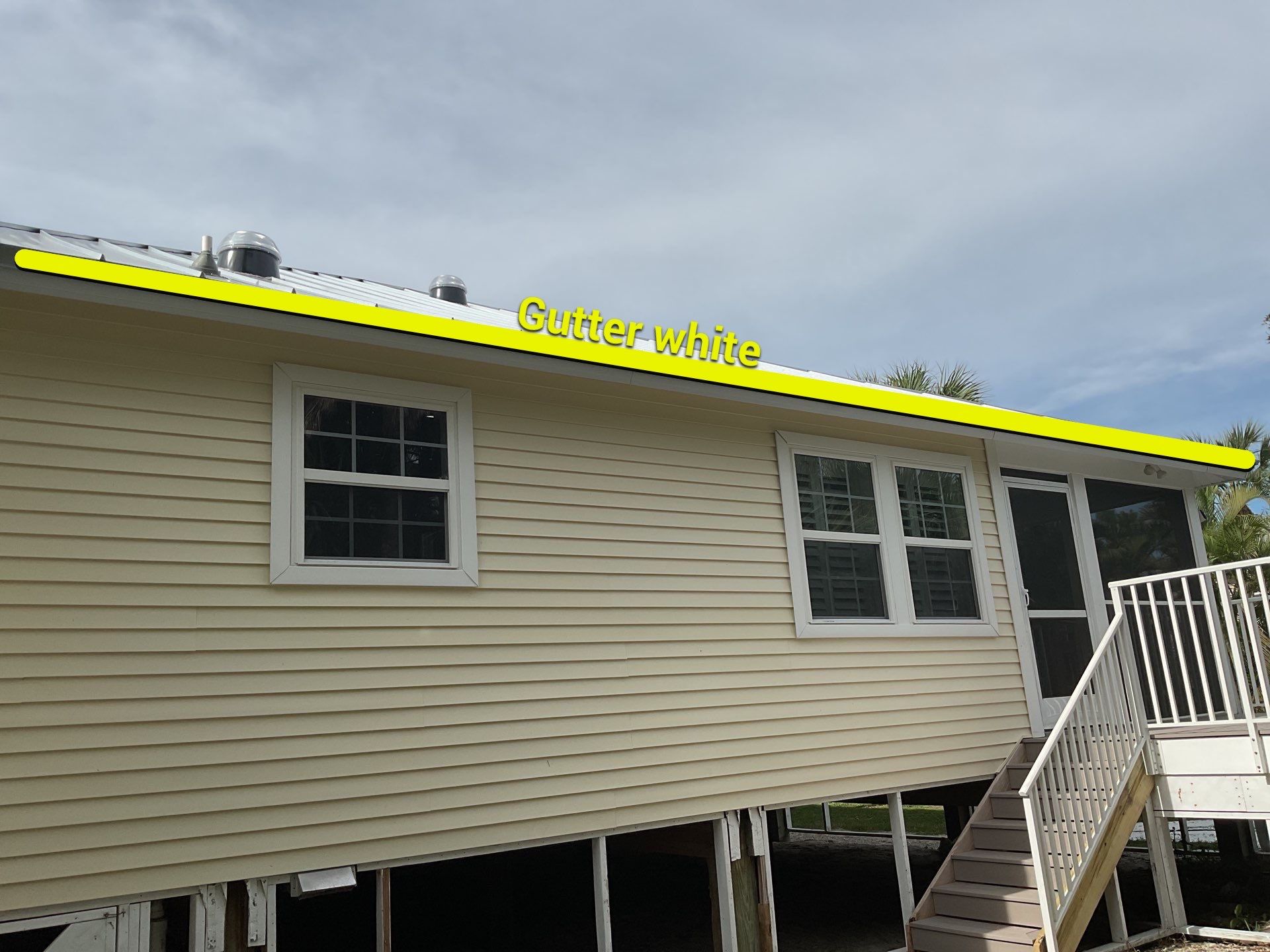White K-Style Gutters for Beach Homes in Sanibel FL by Gutter Professors