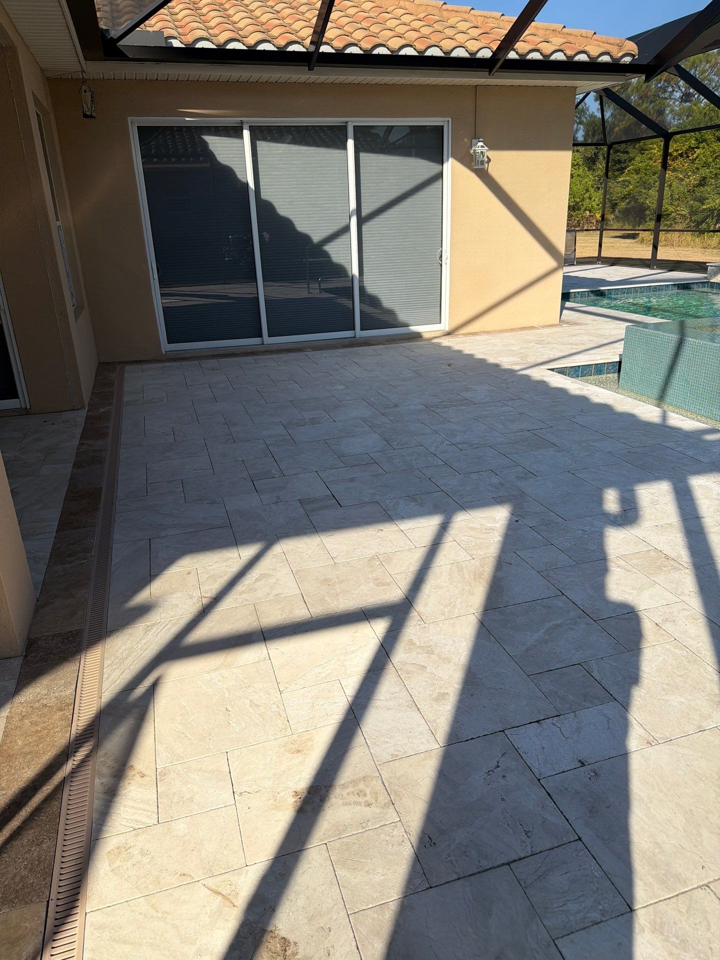 Travertine Paver Sealing Project in Sun City Center by Supreme Paver Experts