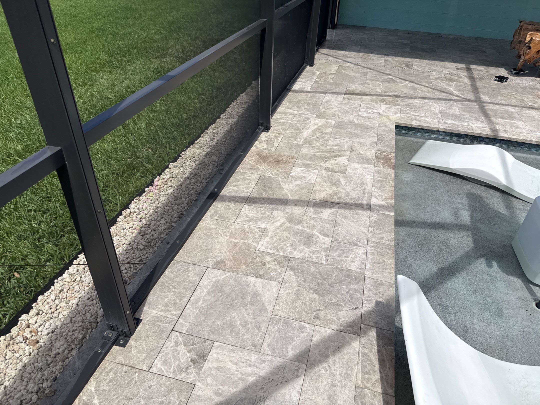Travertine Pool Deck, Lanai & Screen Enclosure Cleaning Near Manatee River | Bradenton, FL by Sunshine AquaWash