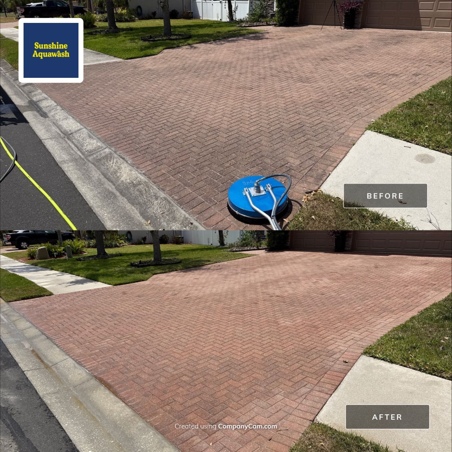 Paver Driveway & Sidewalk Cleaning with Hi-Low Surface Cleaner – Oakleaf Hammock, Ellenton, FL by Sunshine AquaWash