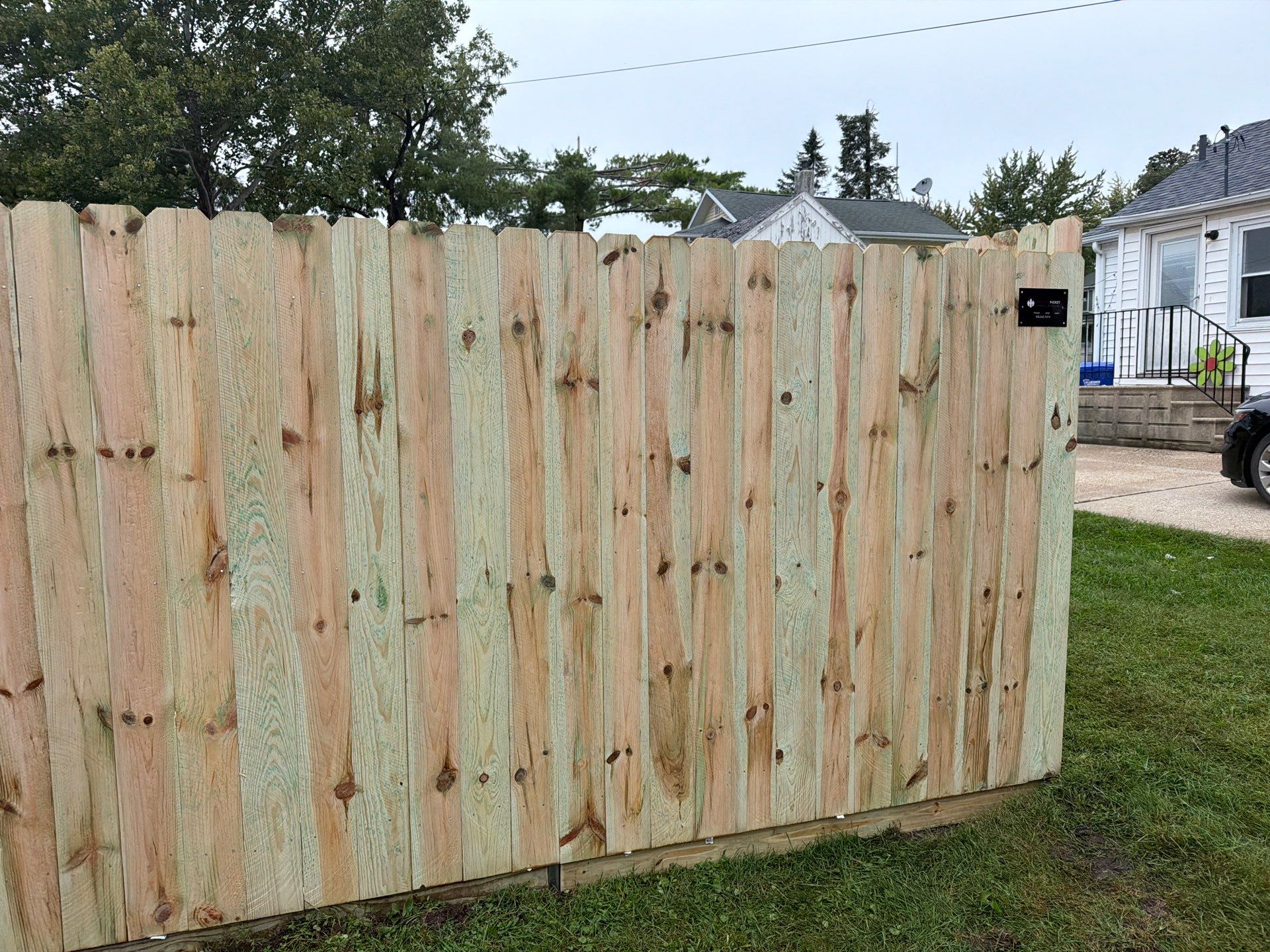Custom Wood Privacy Fence and Black Chain Link Gate in Independence by Perfect Picket Fence and Stain