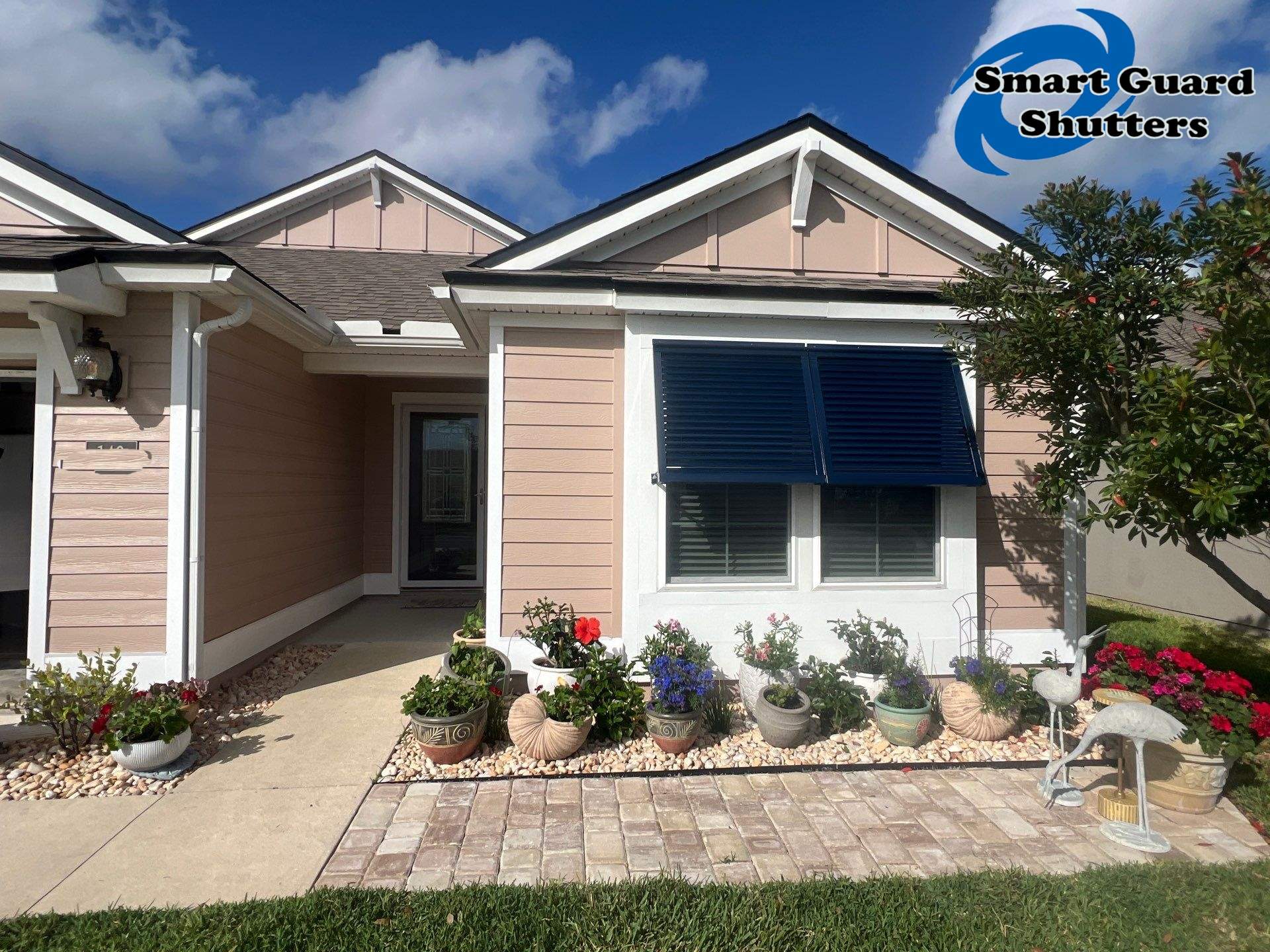Decorative Bahamas in Steel Blue by Smart Guard Shutters
