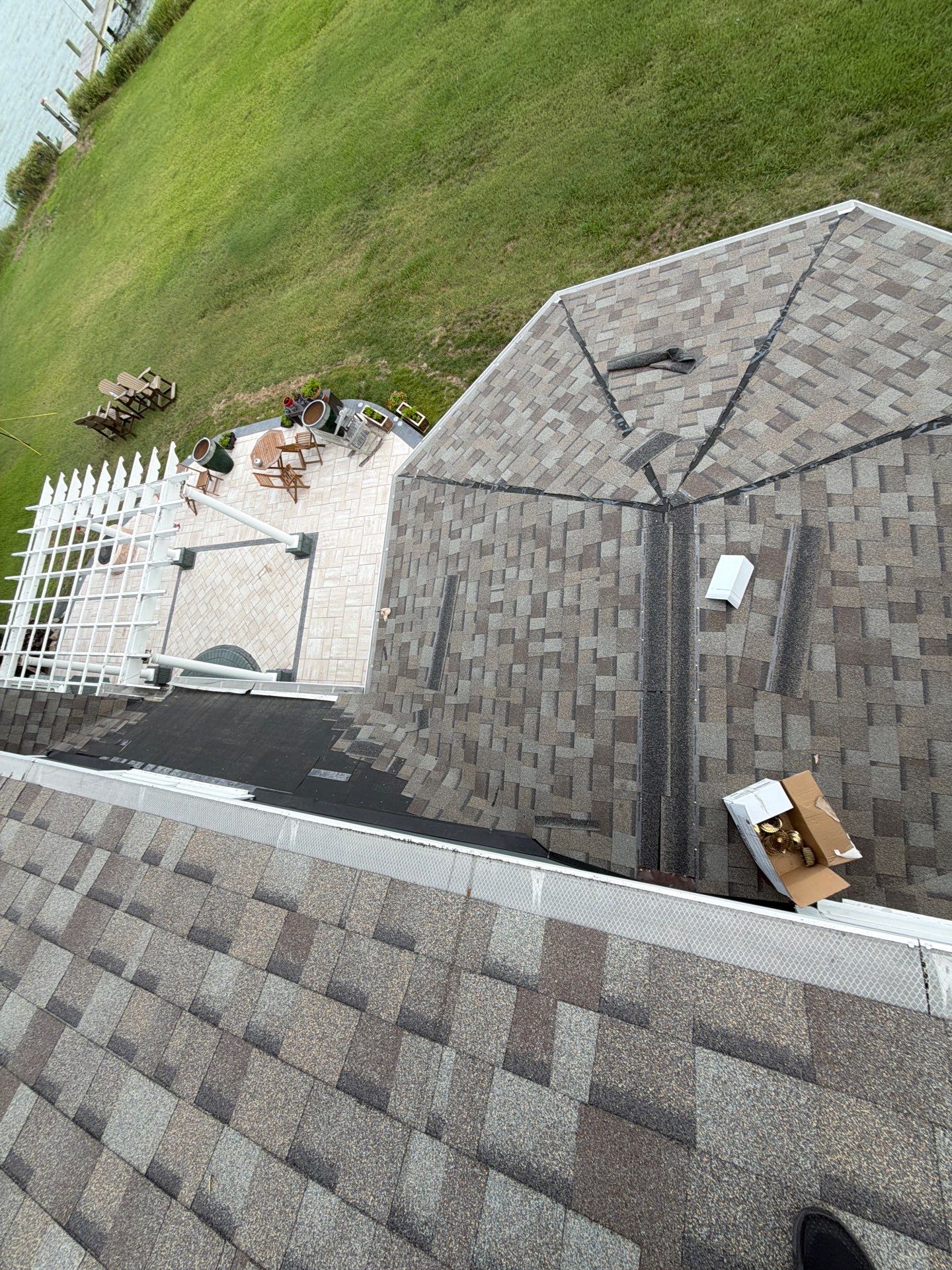 Roof Replacement and White Gutter Installation in Gloucester by Cade Construction