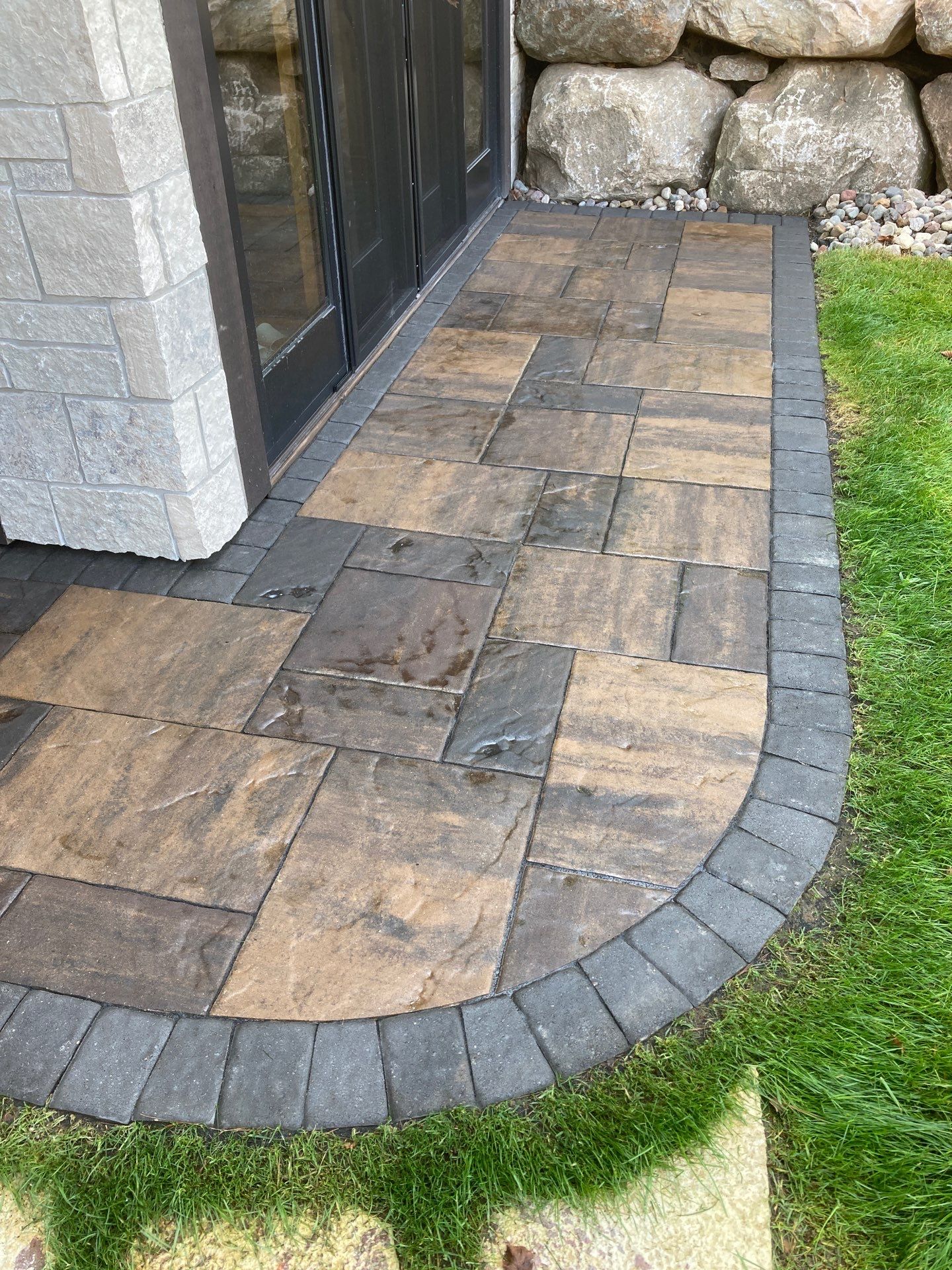 Flagstone Walkway/ Stamped Concrete by Balsam Lake Pro Lawn