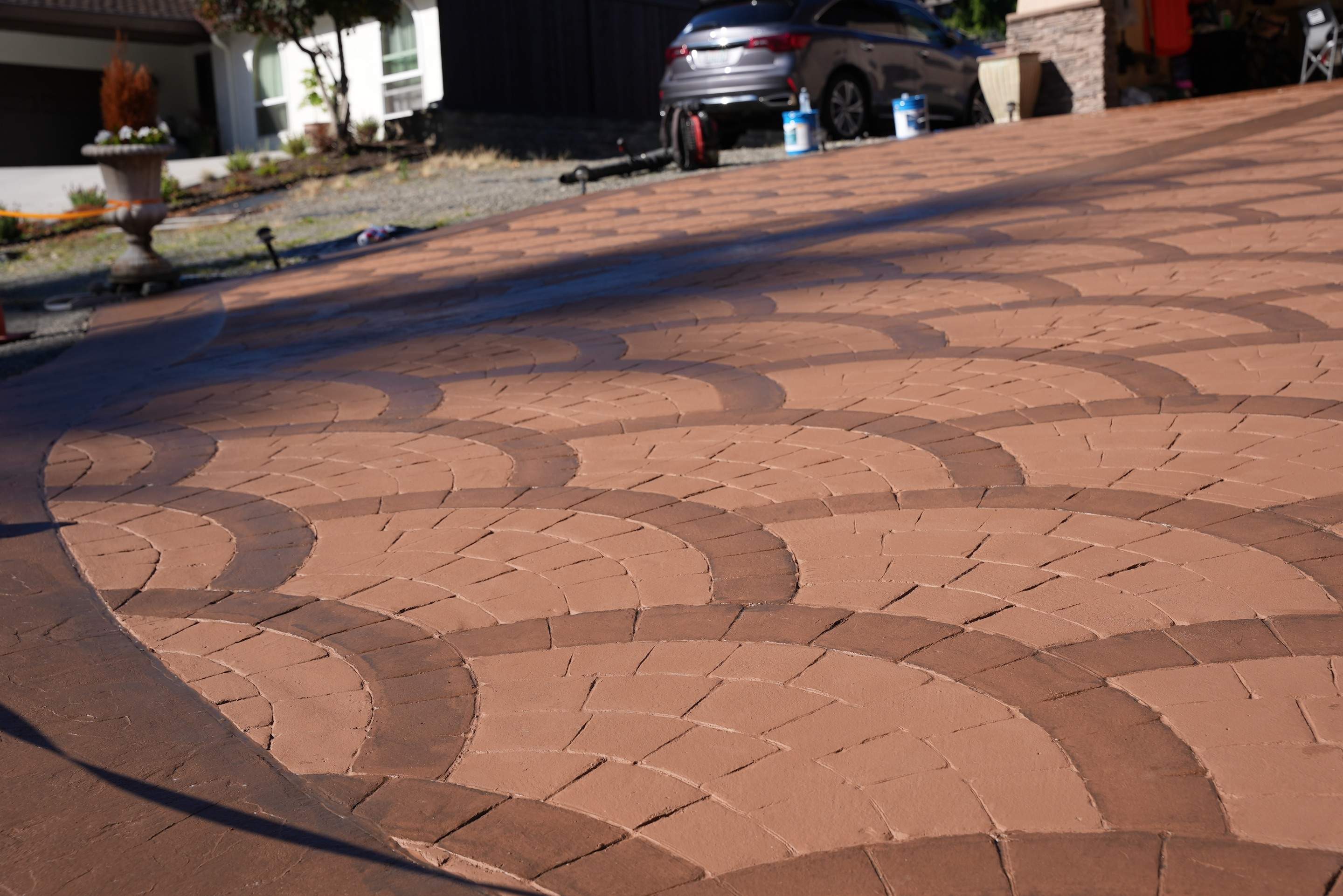 Mehta | Tiled Driveway with Sealer & Retaining Wall  by Jireh Asphalt & Concrete Inc 