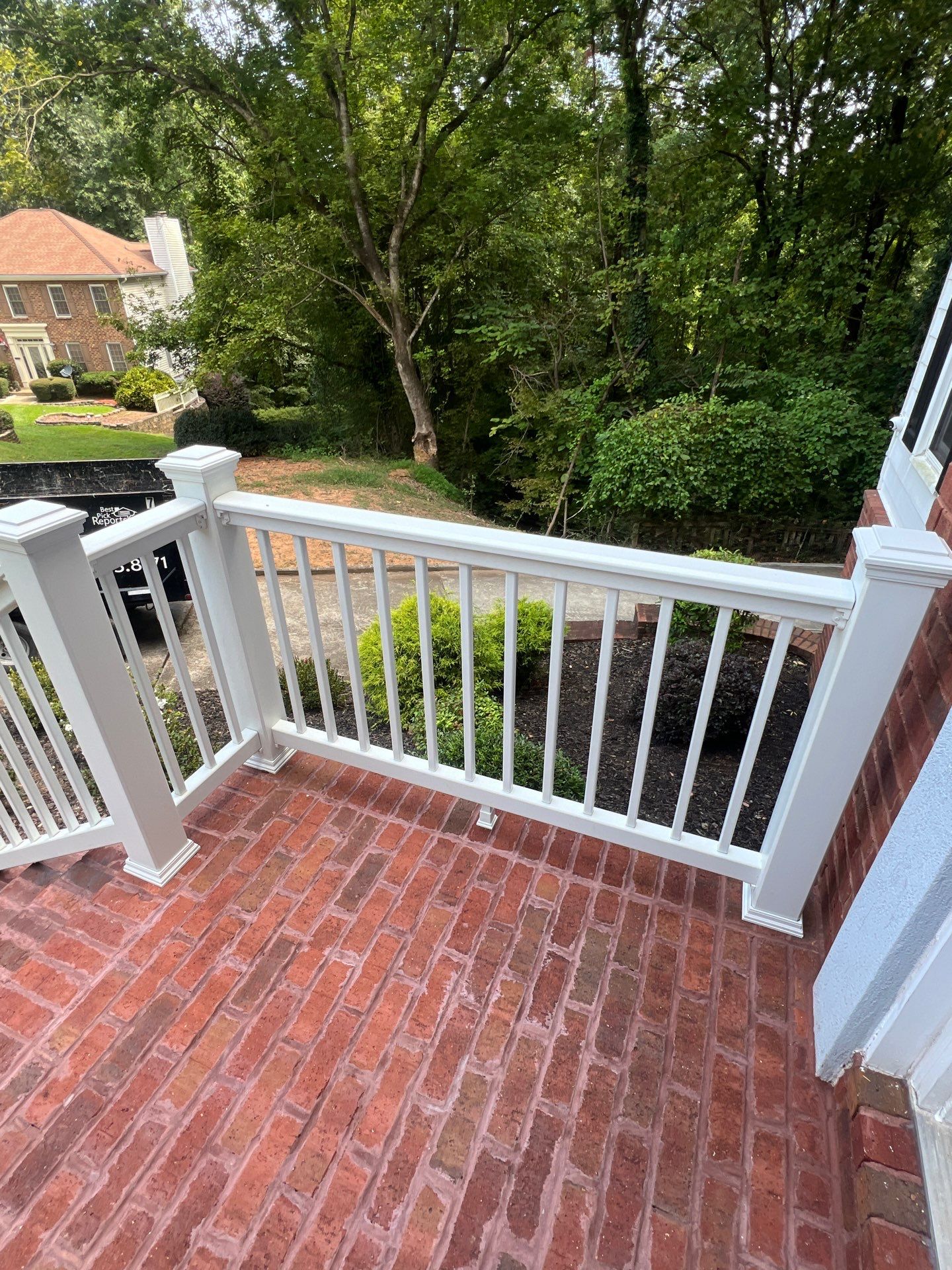 Front Porch Railing Replacement using Trex White Composite Railing by Nelson Exteriors