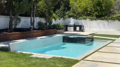 Pool With Raised Spa, Water/Fire Feature