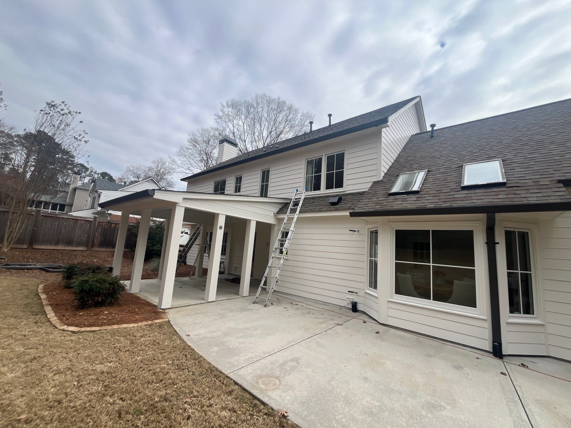 Romabio Brick Lime Wash and Cedar Tongue & Groove Porch Ceiling Installation in Marietta, GA by Nelson Exteriors 