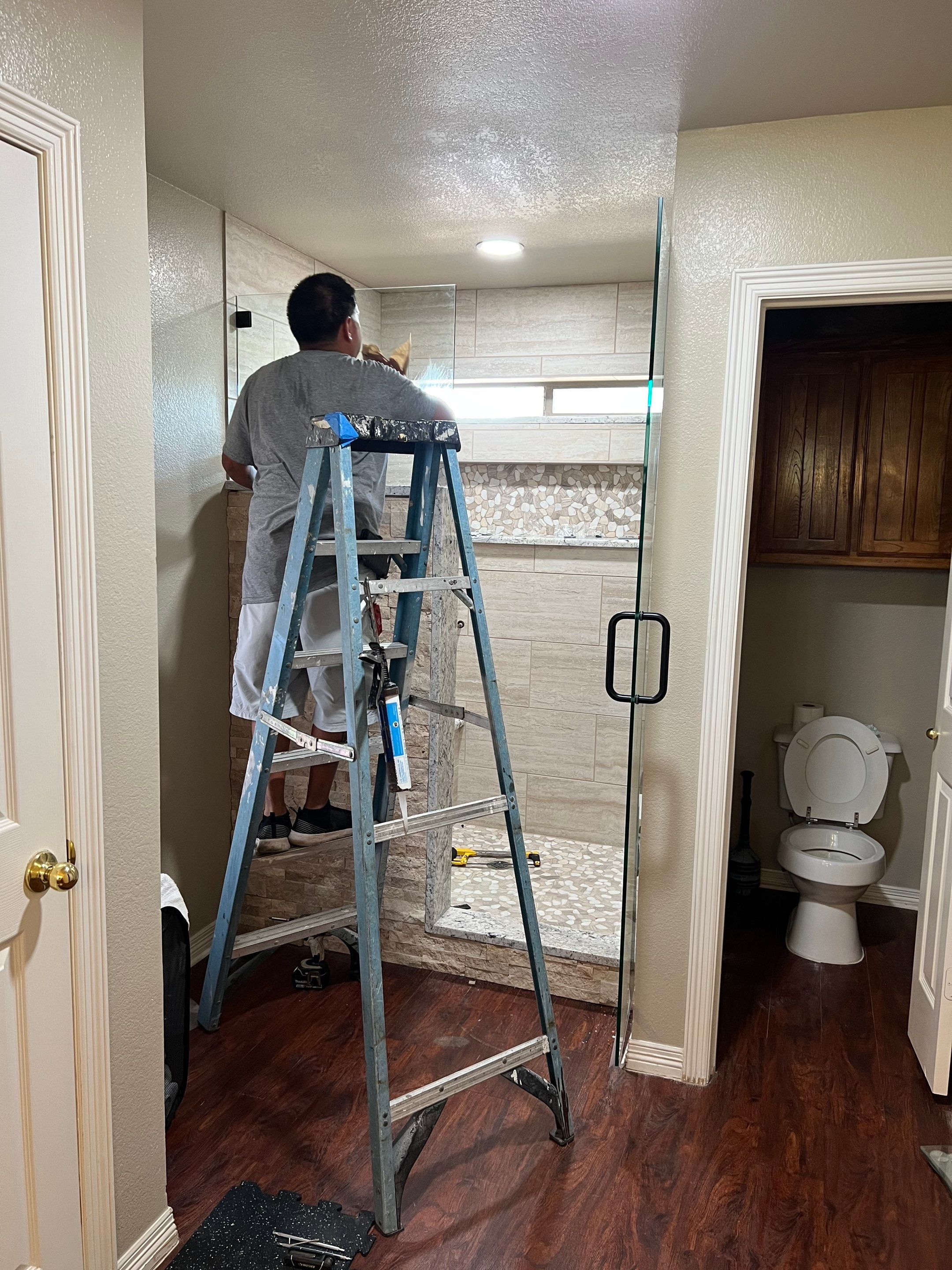 Bathroom Shower Remodel for a client by First United Roofing & Construction