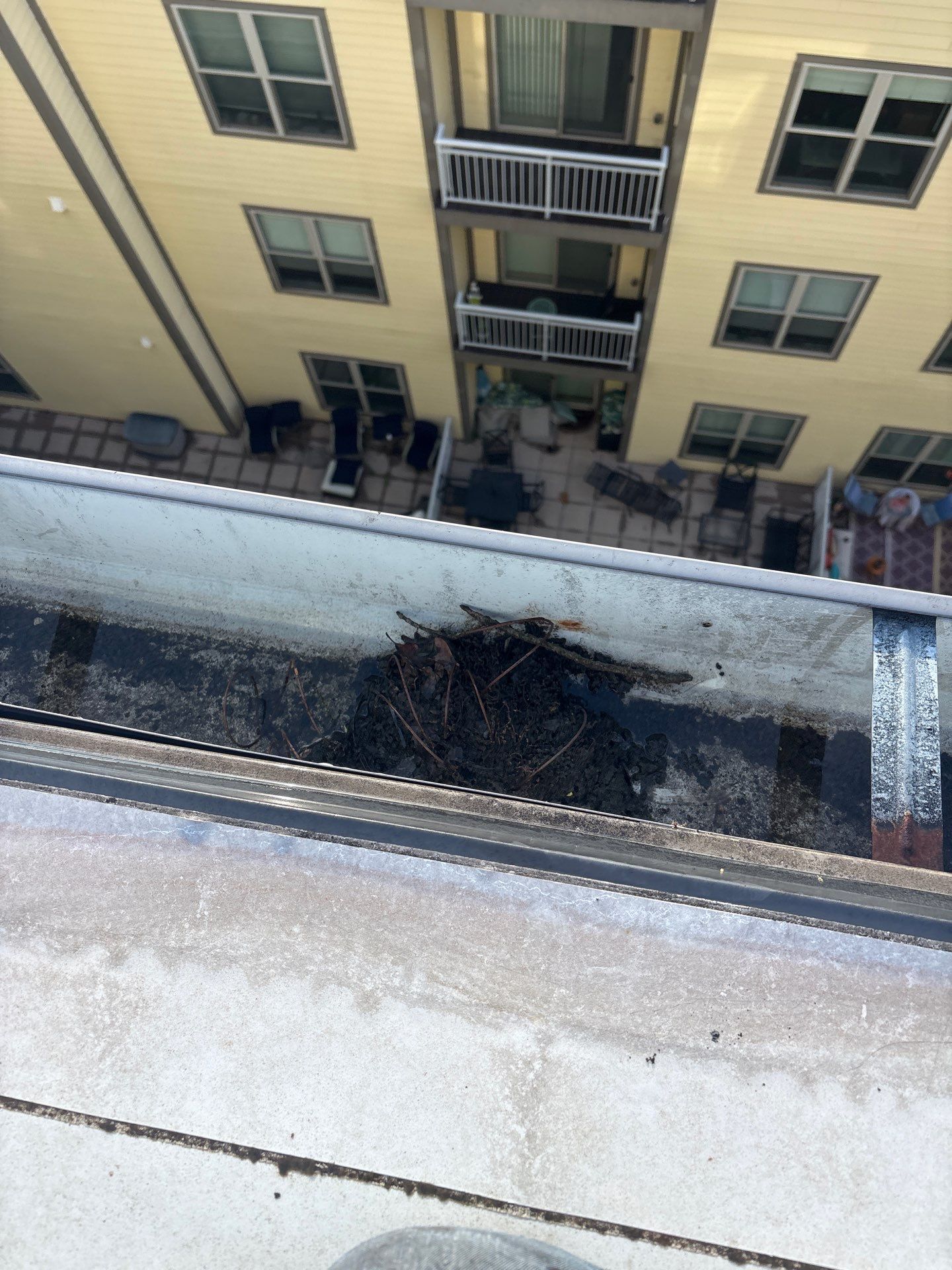 HOA gutter cleaning before photo.