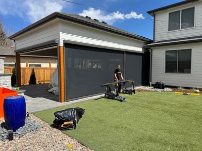 Exterior All-Weather MagnaTrack Screens Installation using Progressive MagnaTrack Screens