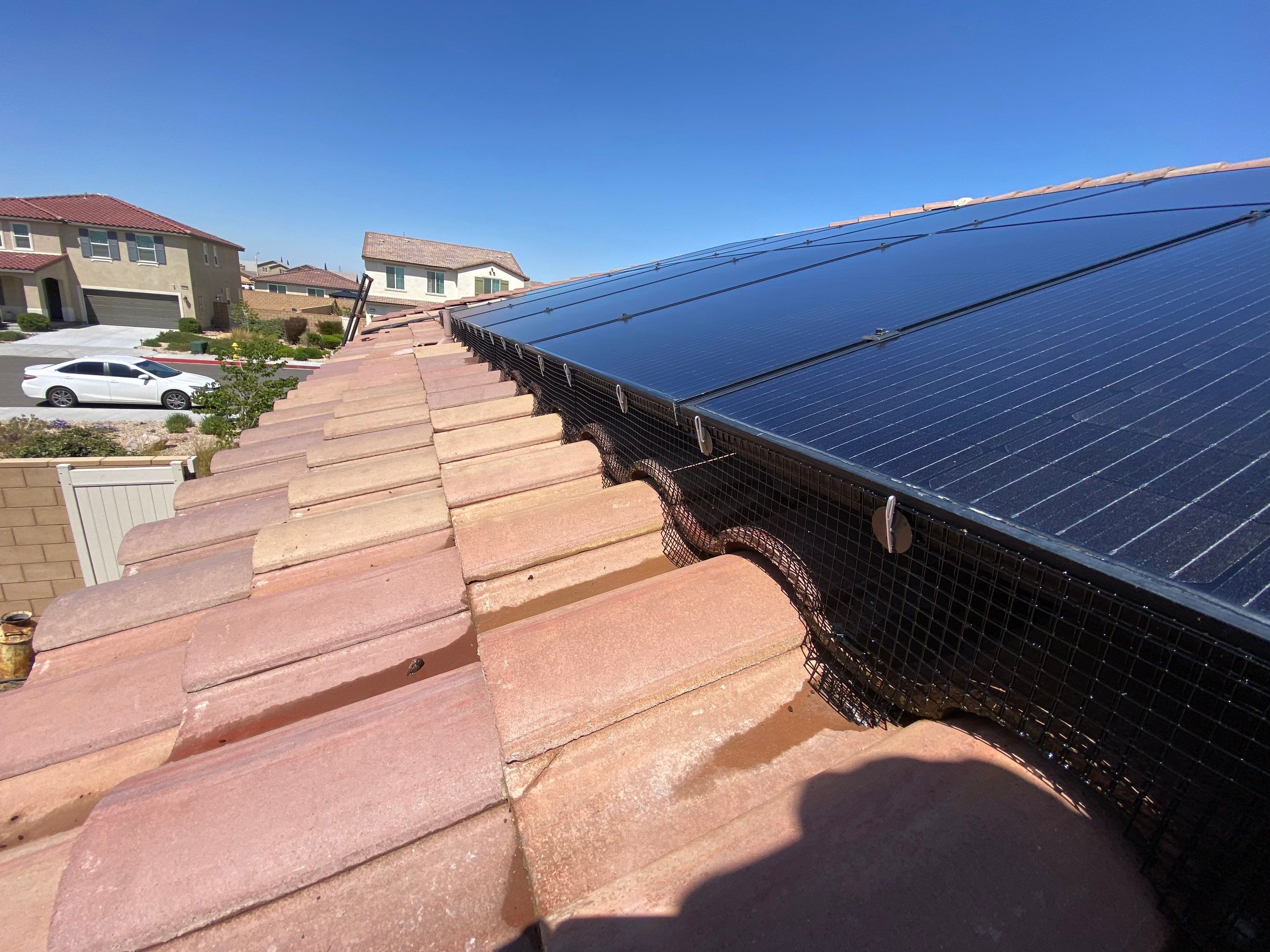 Bird Proofing Project in Victorville Ca by Palm Coast Solar Cleaning