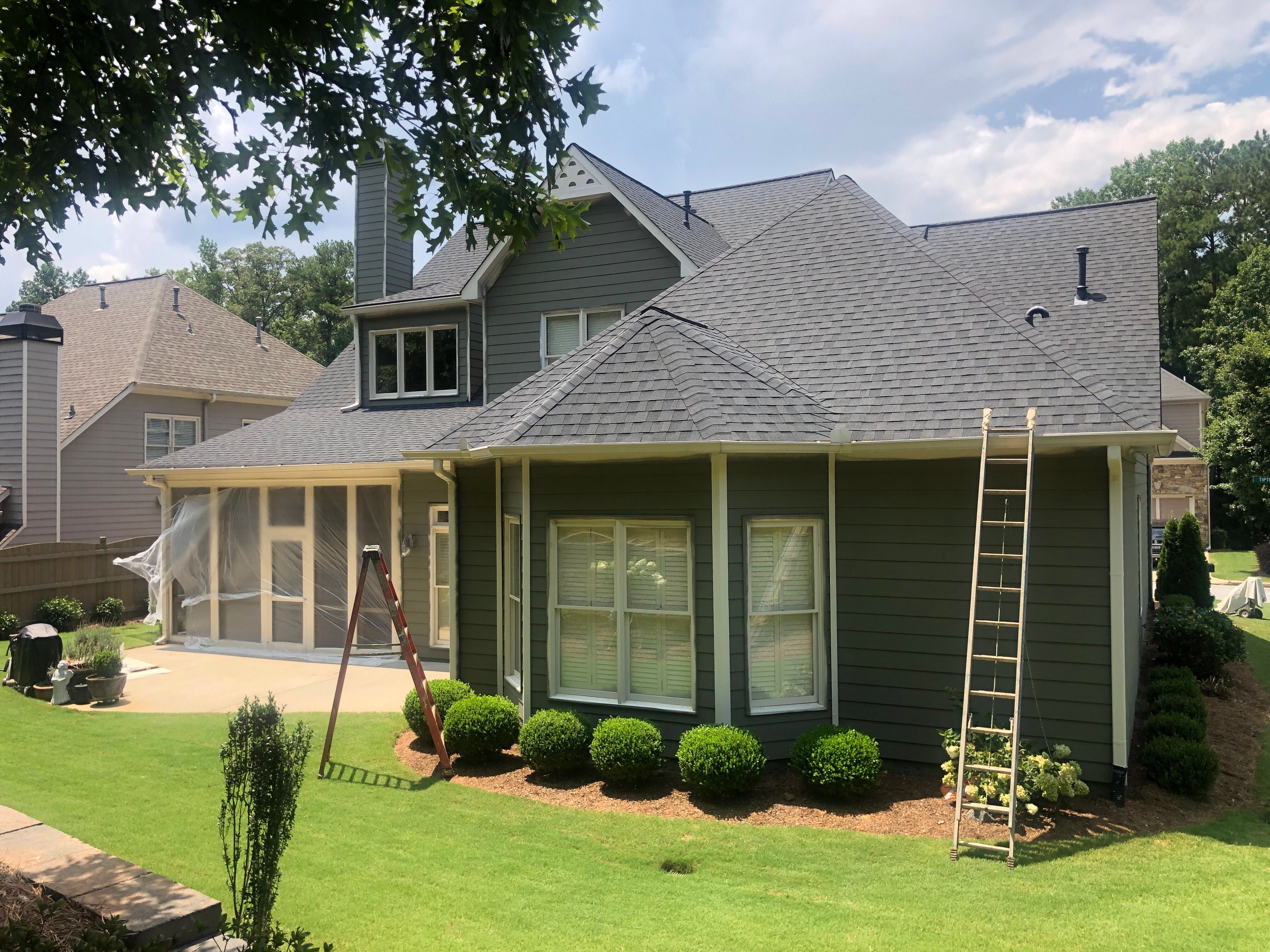 Sage Green Exterior House Painting and Trim Refresh in Acworth by Swift Home Renovations