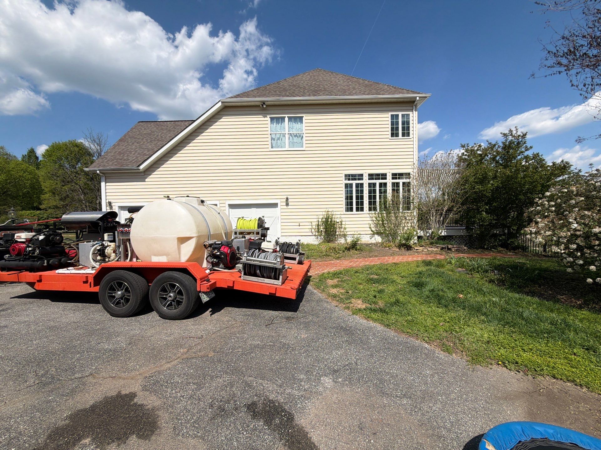 Exterior House Washing and Pool Deck Restoration in West Friendship by Baltimore Pressure Washers Inc.