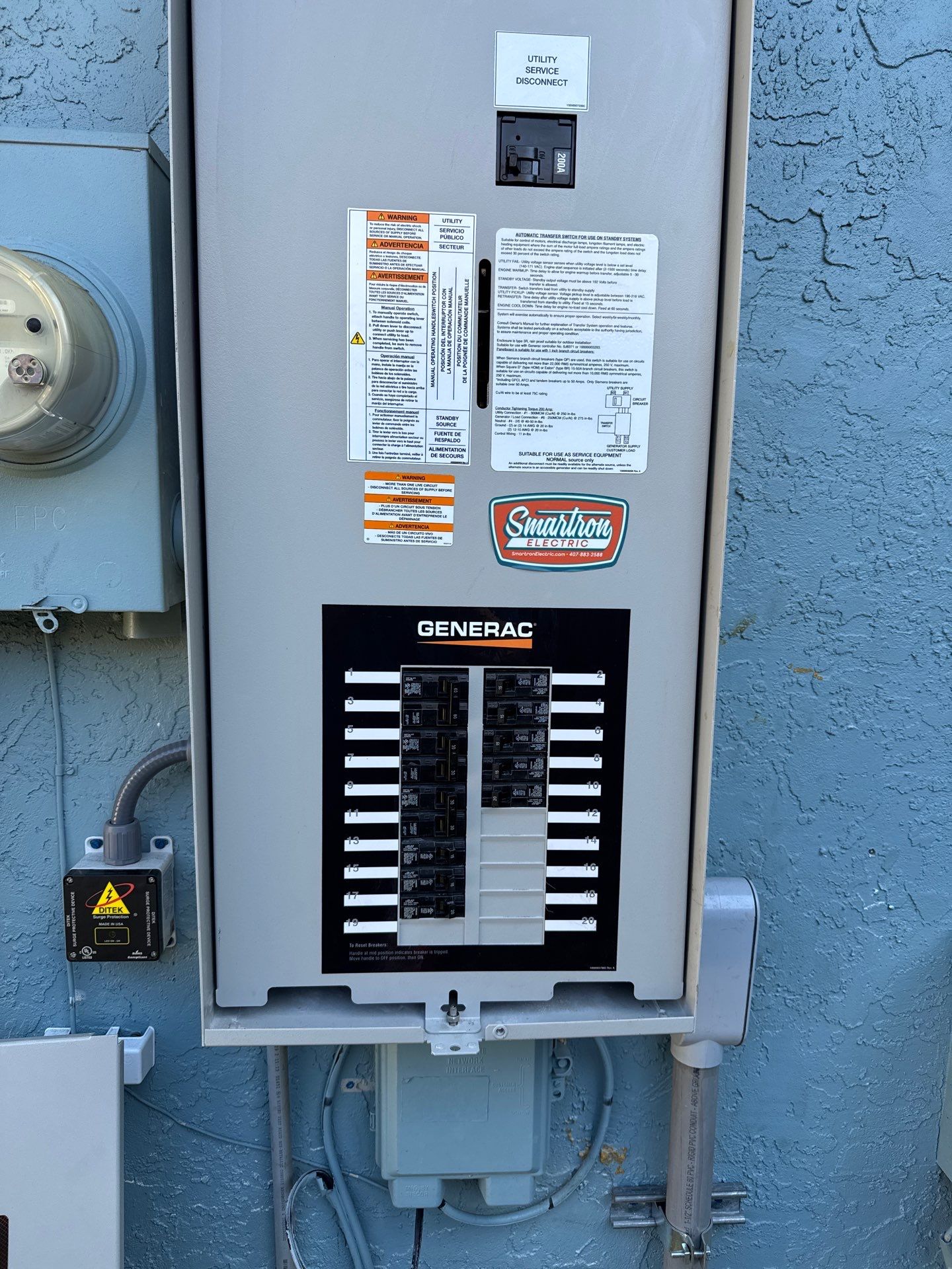 Generac 26kW Whole Home Standby Generator and 200A Automatic Transfer Switch by Smartron Electric