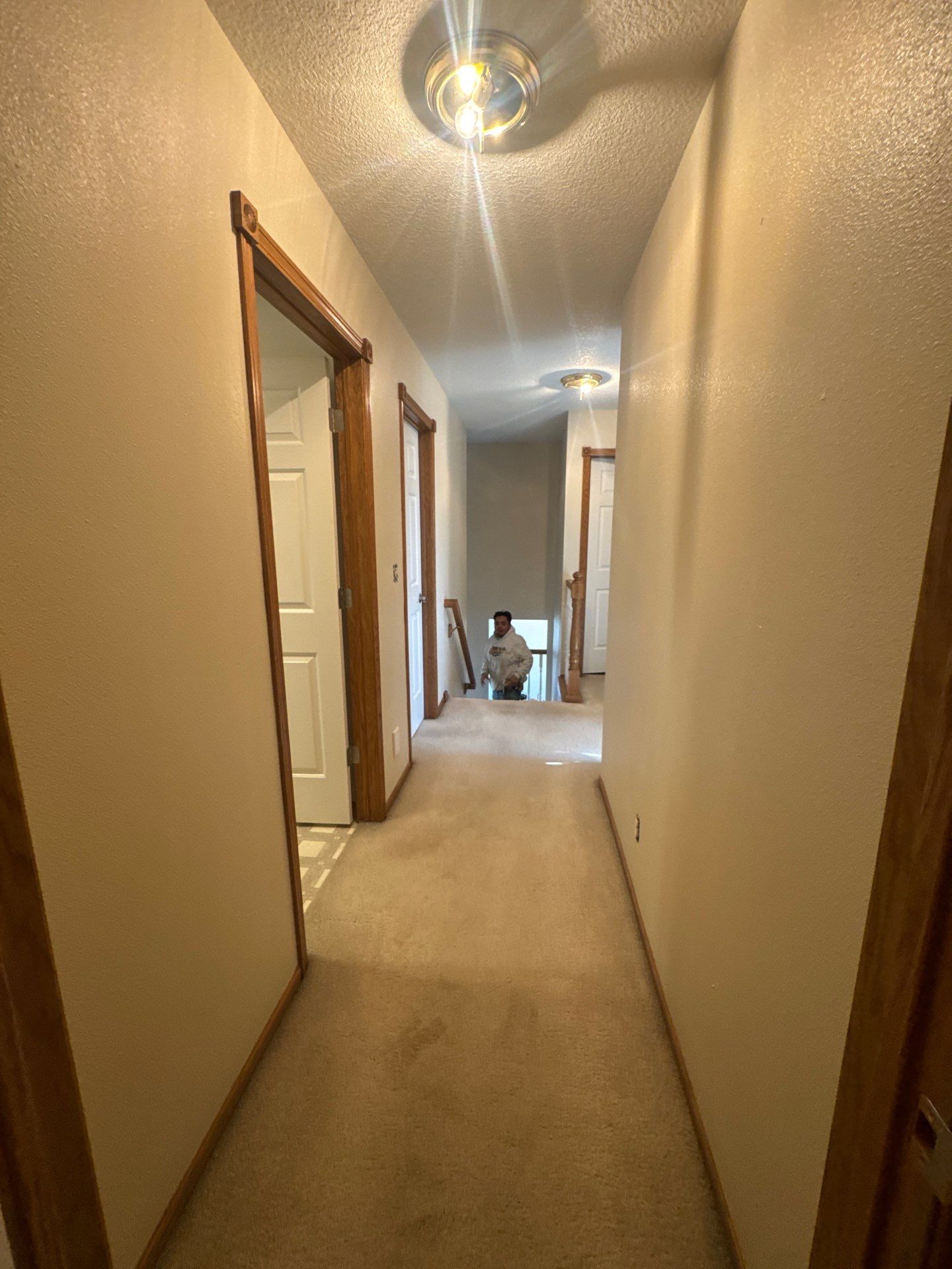 Ankeny Residential Interior | SW Duration in Natural Linen, Velvet Antler Accents & Clary Sage Bath with ProMar Flat White Ceilings by Midwest Paint LLC