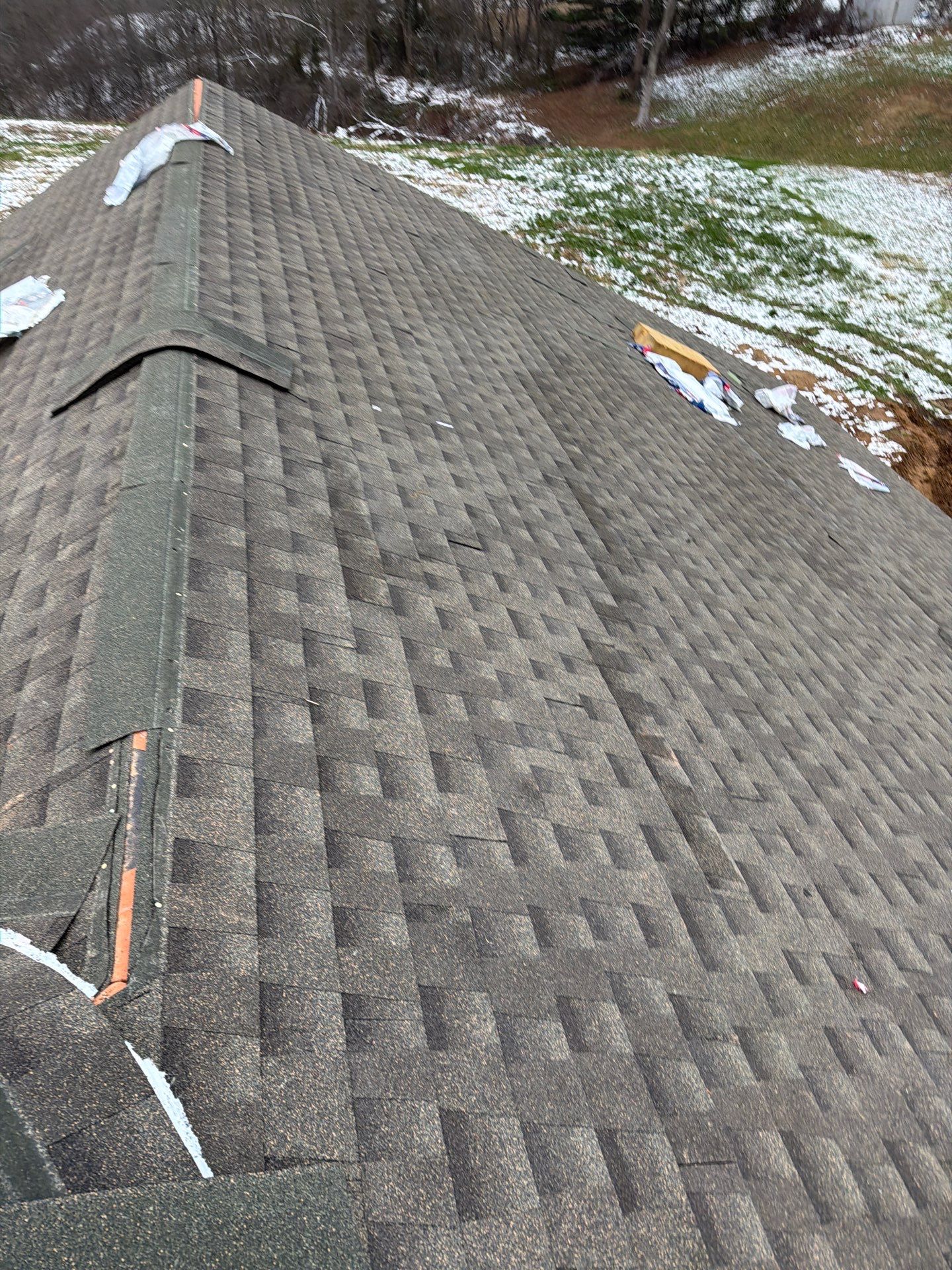 Residential Roofing Installation using GAF Timberline HDZ Weathered Wood by Rainstoppers Roofing