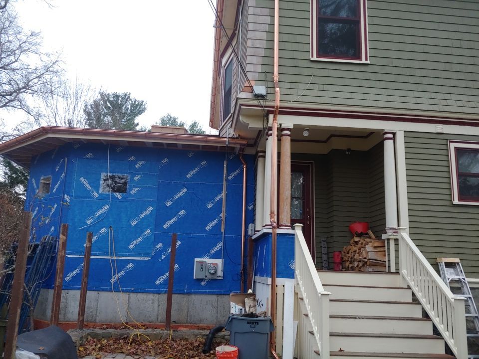Gutter Installation using 6" Half Round Copper Gutter in West Roxbury by Gutter Pro Enterprises