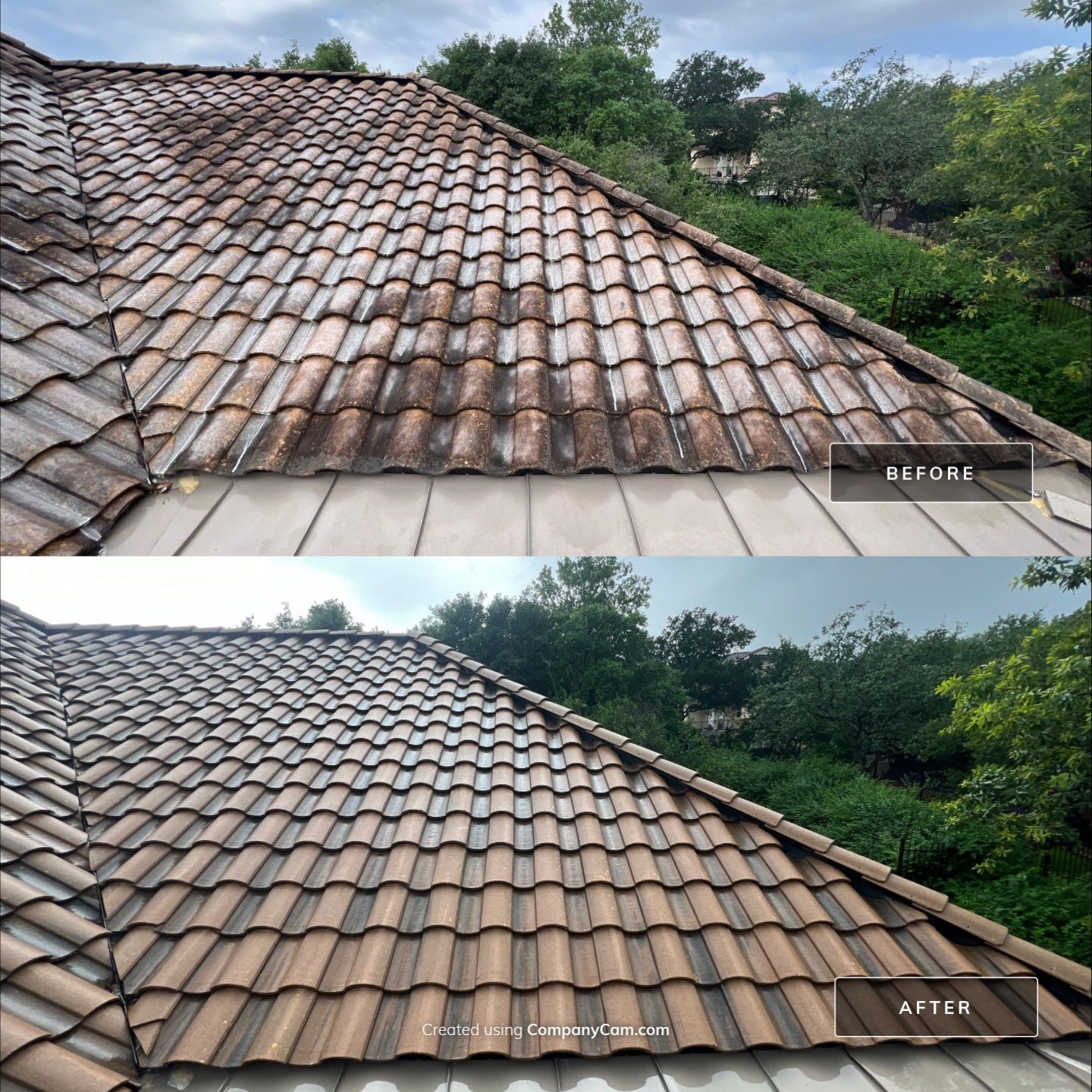 Tile Roof Wash Project in San Antonio by Bright Choice