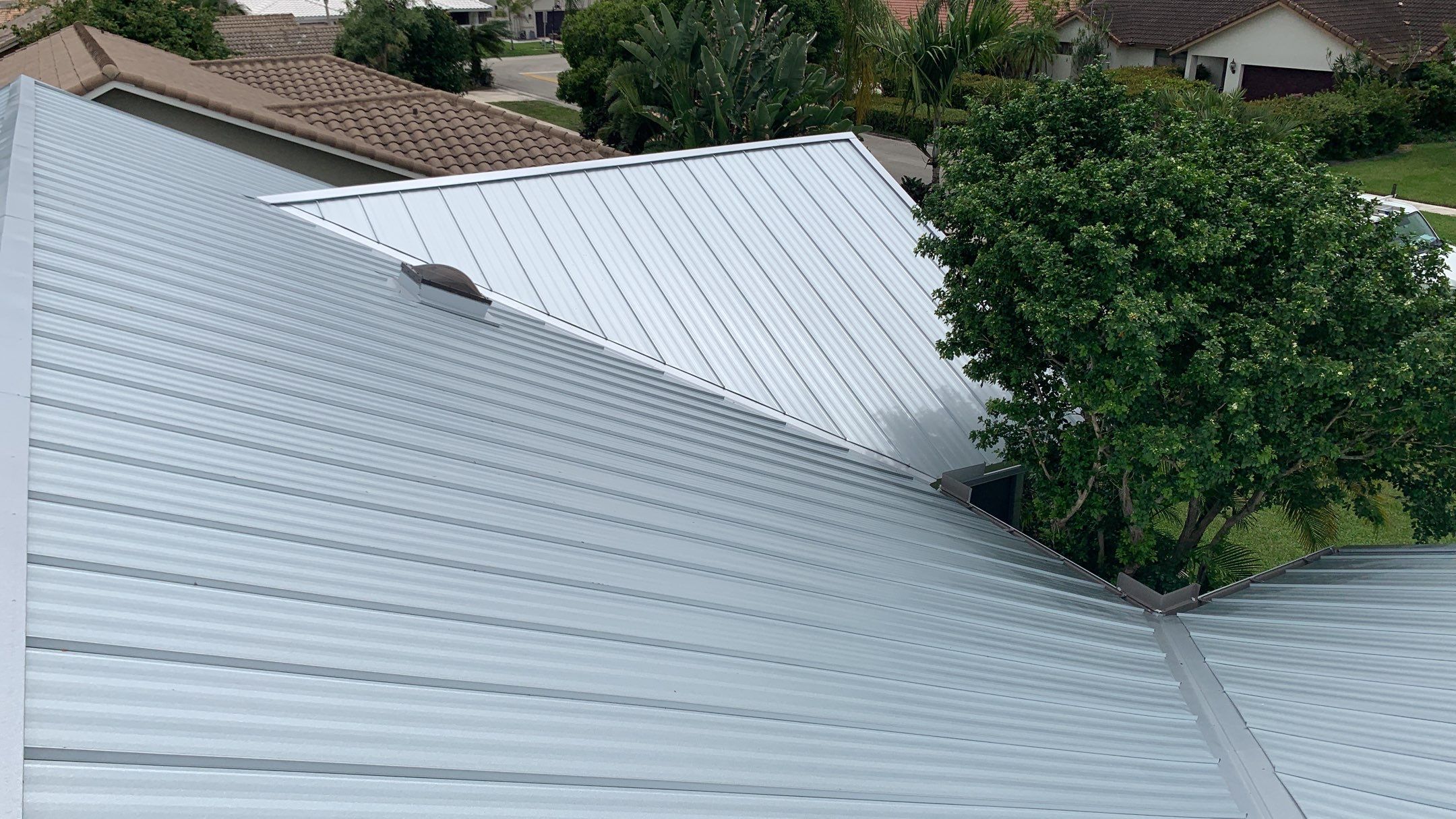 Residential Roofing Installation using 1" Nail strip metal roof by BLUES BROTHERS ROOFING