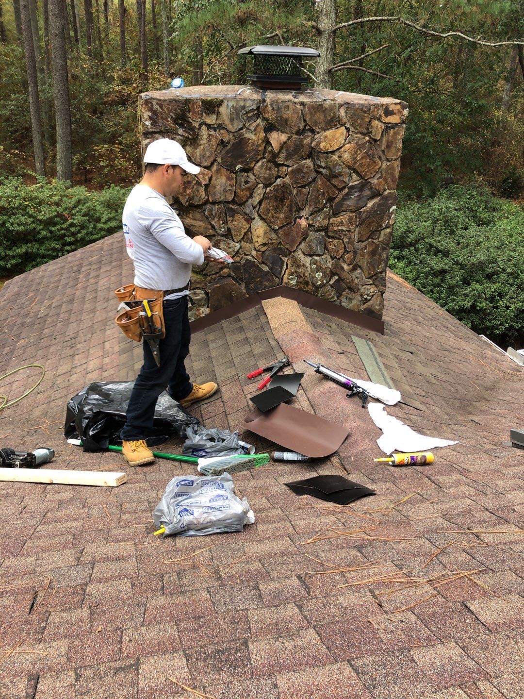 Chimney Flashing using Roof Repair by American Roofing NC