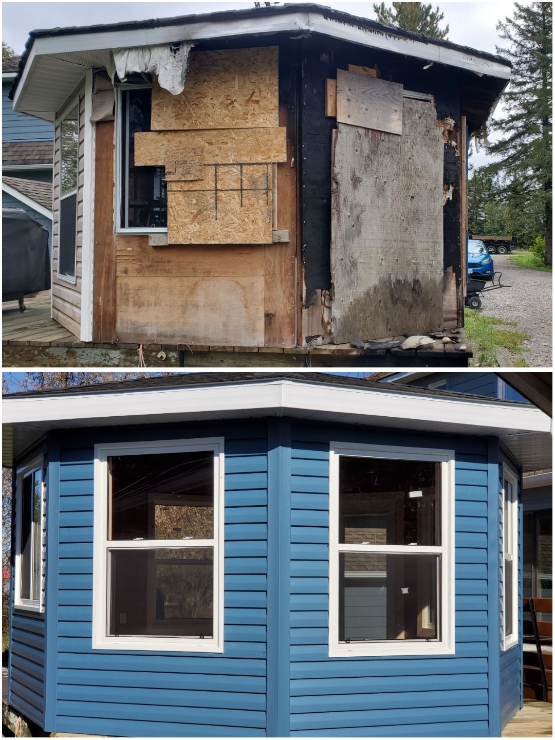 Gazebo Repairs - Fire Damage by Impact Construction Sudbury