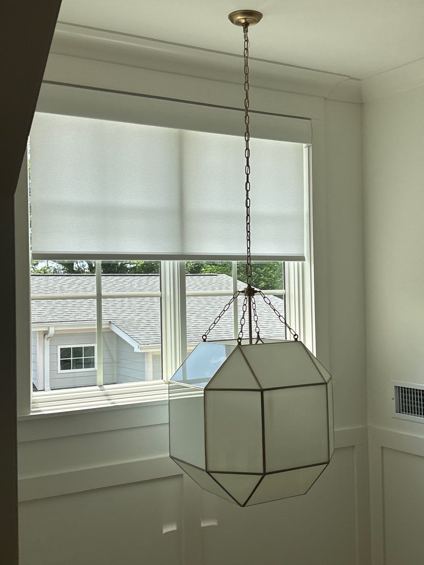 Custom Motorized Roller Shade Installation in Greenville by Southern Traditions Window Fashions