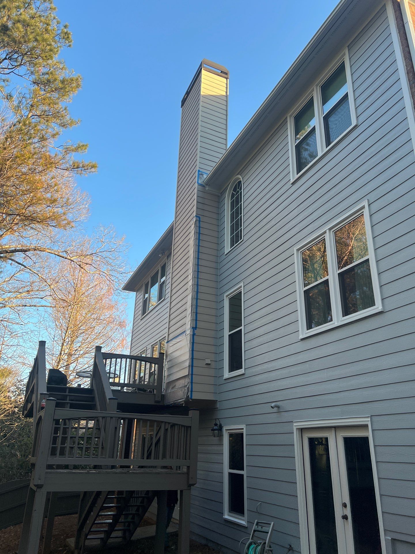 Chimney Siding Reconstruction and Full Exterior Painting in Marietta by Swift Home Renovations