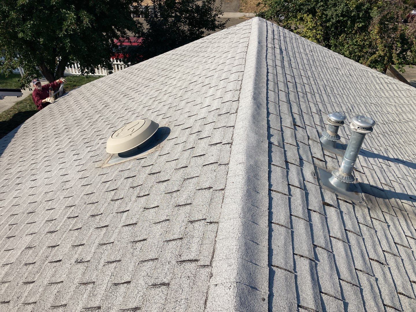 Nampa ID., single level Investment Property Roofing Installation using Owens Corning Oakridge in Peppermill Grey by ID Roofing LLC