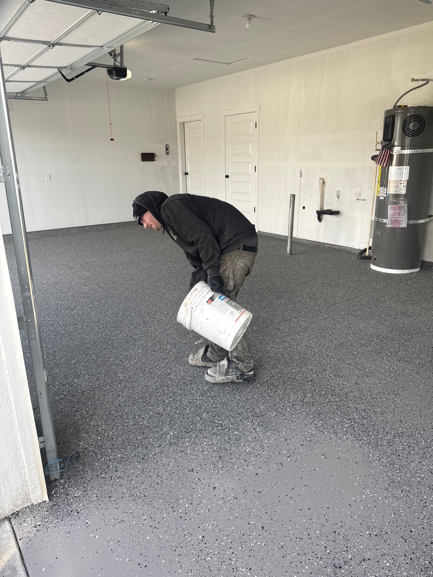 Battleship Hybrid Multi-Layer Garage Floor Coating in Cheney by Croc Coatings, LLC