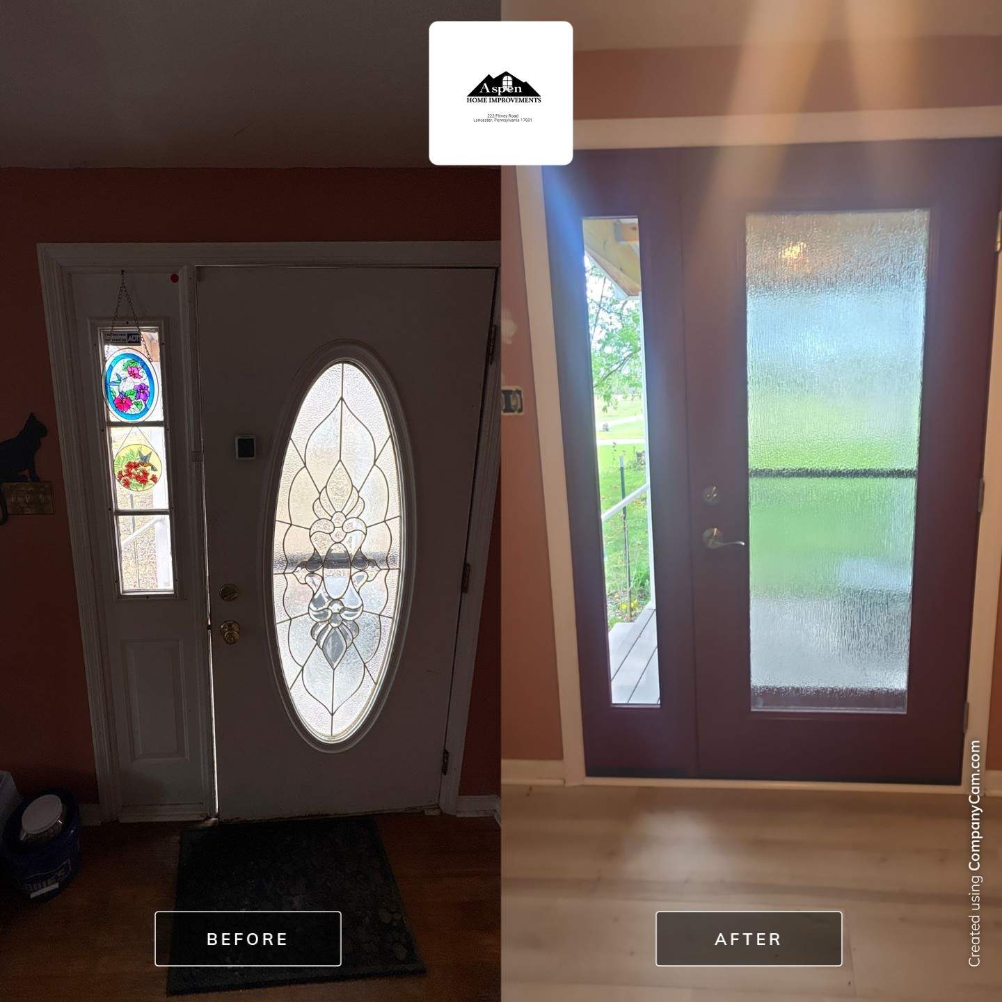 Entry Door with sidelite and storm door and bow by Aspen Home Improvements