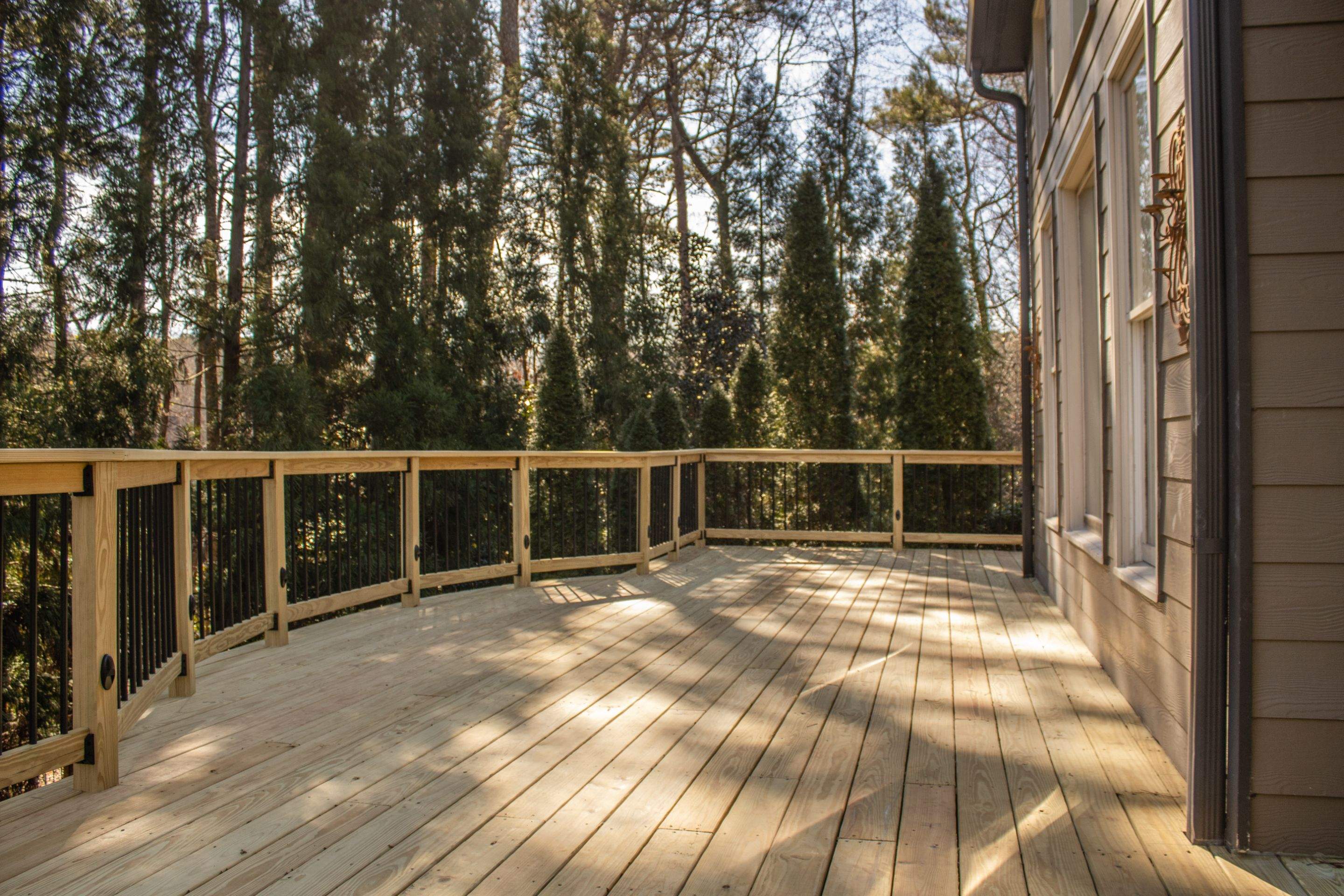 Deck Build using Pressure Treated Pine with Timbertech Deck Lighting by Nelson Exteriors 