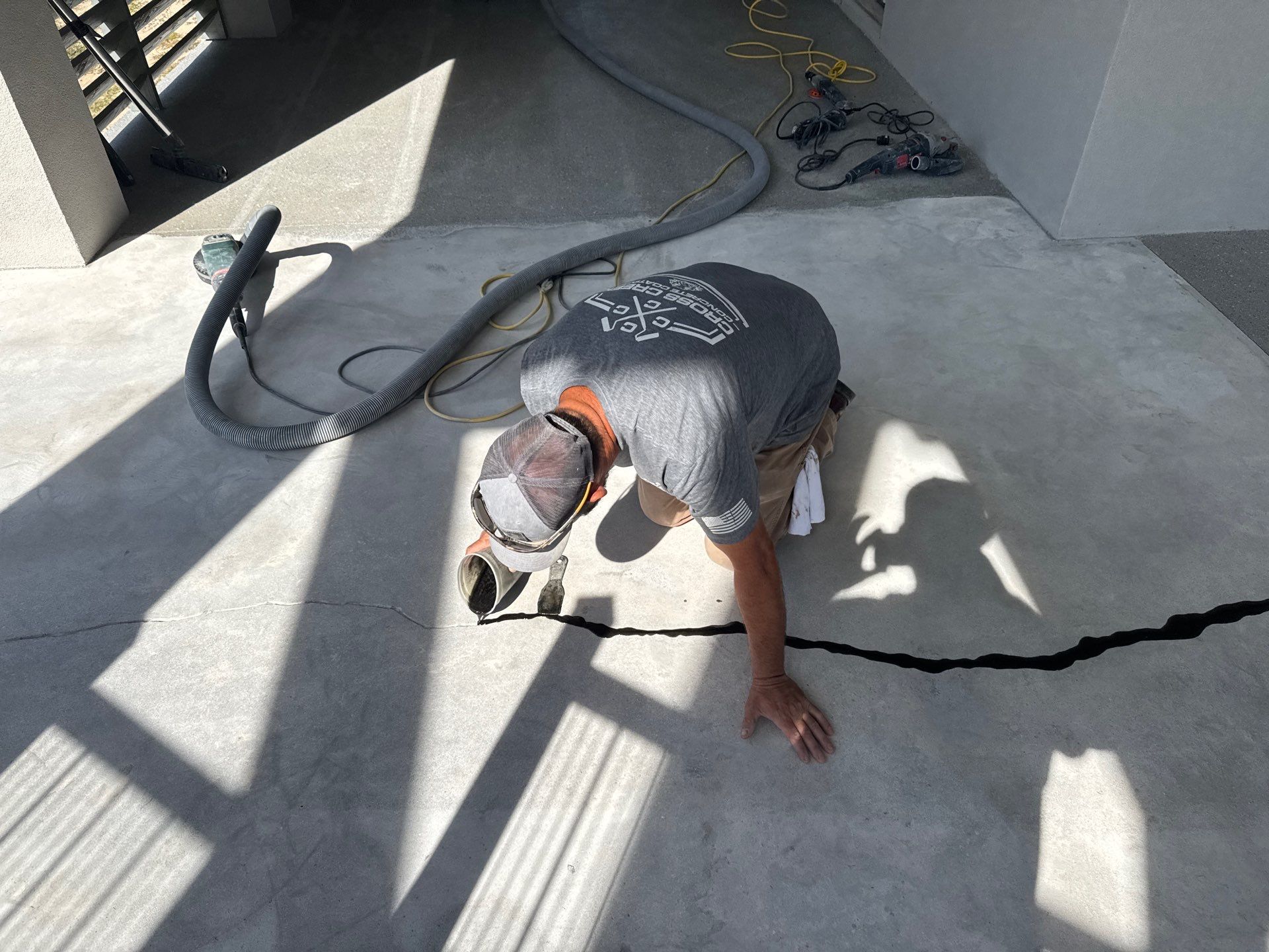 Under Side of Home in Hybrid Shale by Cross Creek Concrete Coatings