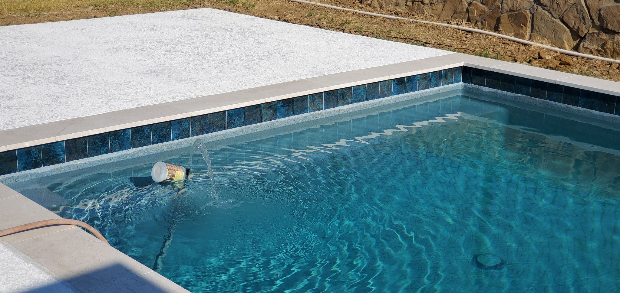 Modern Geometric Pool with Raised Spa by Pinnacle Pools and Spas - DFW