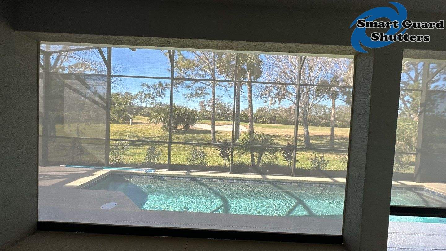 Hurricane Screen in White/Birch by Smart Guard Shutters